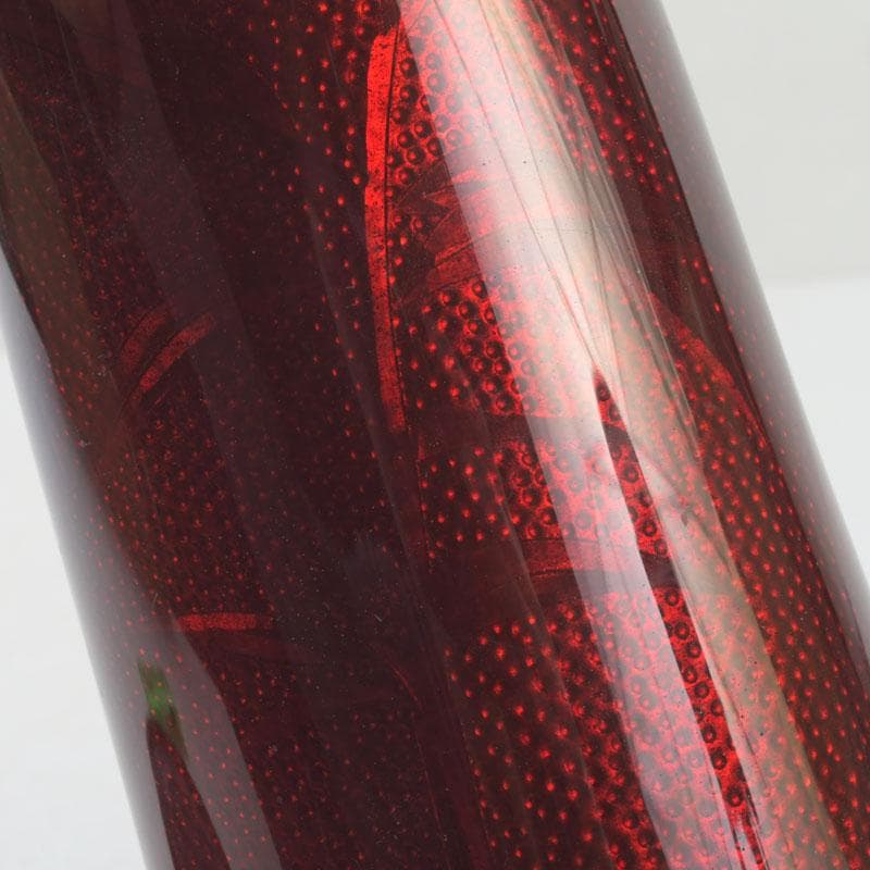 七宝焼　赤透釉　花文　花瓶　唐木台付　共箱　V　9731