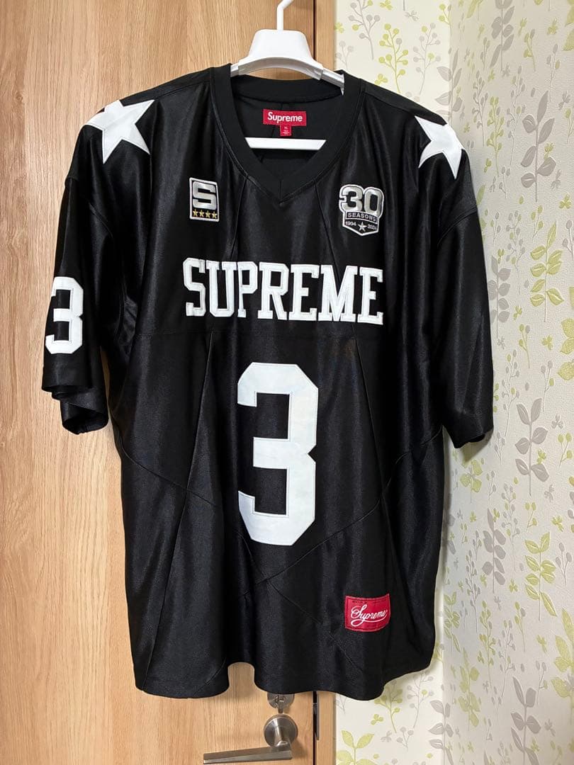 Supremeシュプリームfootballジャージ XL ブラック　ゲームシャツ