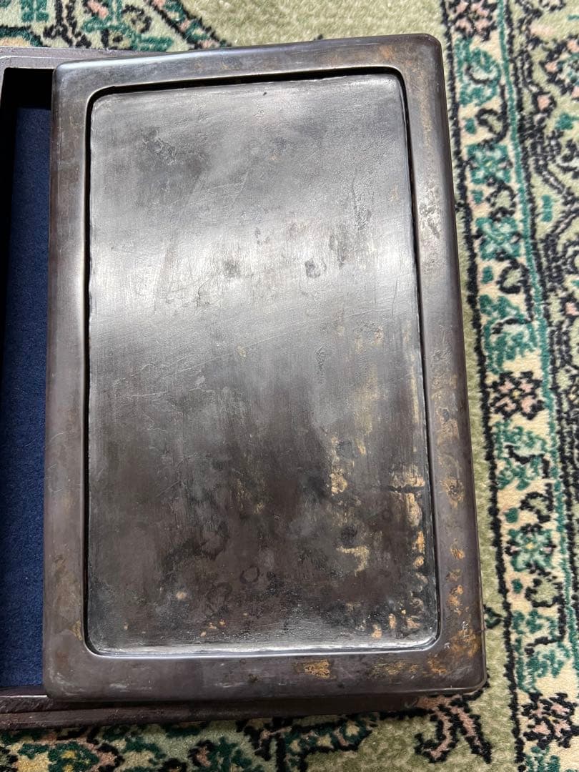 文房具 清時代五龍端硯 書　時代物　紫檀箱付き　西き--55