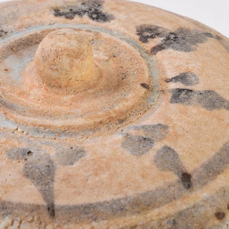 タイ古陶磁　スンコロク　宋胡禄　唐草文　盒子　香合　時代箱付　Z　8540