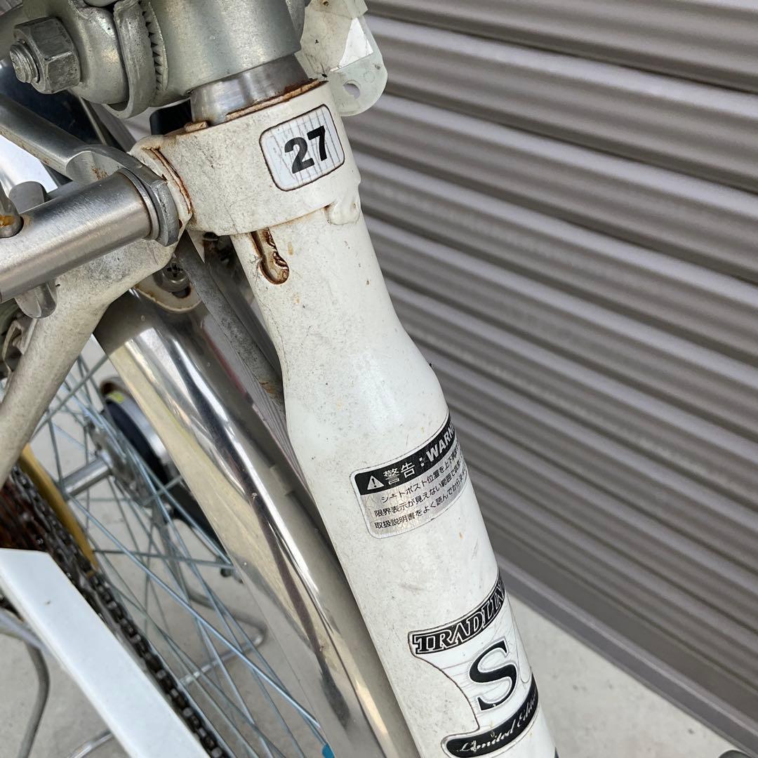 【前橋市内引渡】ママチャリ 27インチ自転車 6段変速/カゴ/鍵/オートライト付