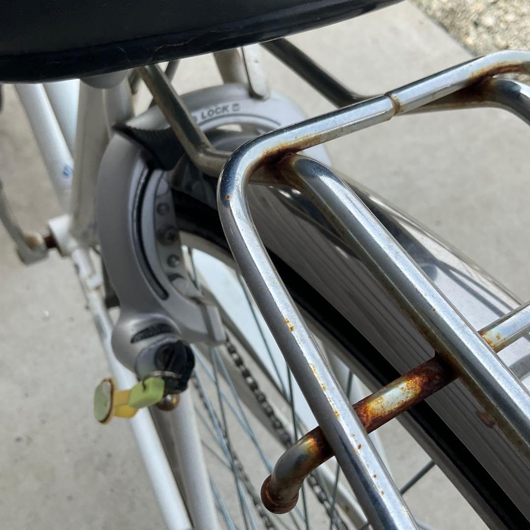 【前橋市内引渡】ママチャリ 27インチ自転車 6段変速/カゴ/鍵/オートライト付