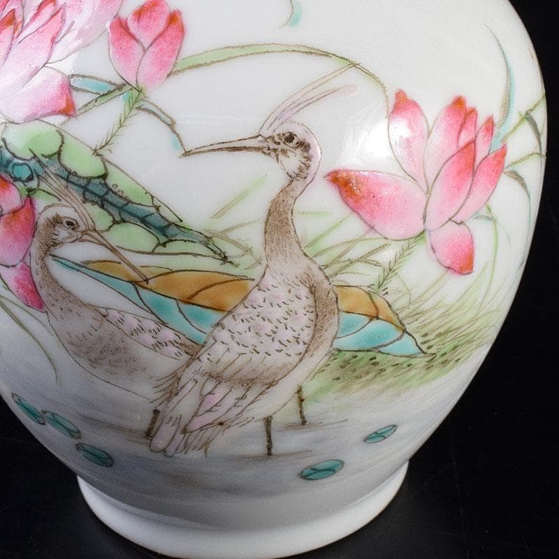 中国　乾隆年製款　粉彩　花鳥文瓶　花入　C　6925