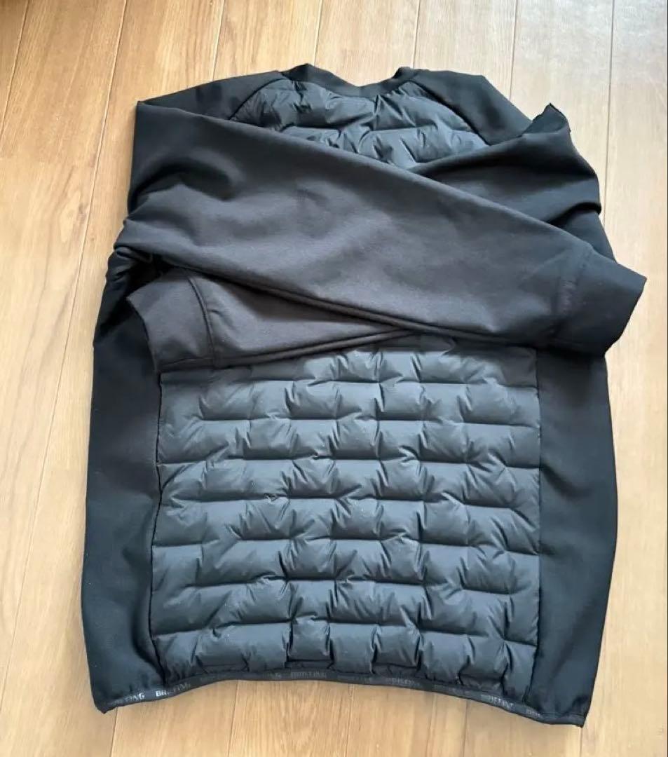 BRIEFING ブラック クルーネックハイブリッドダウンジャケット