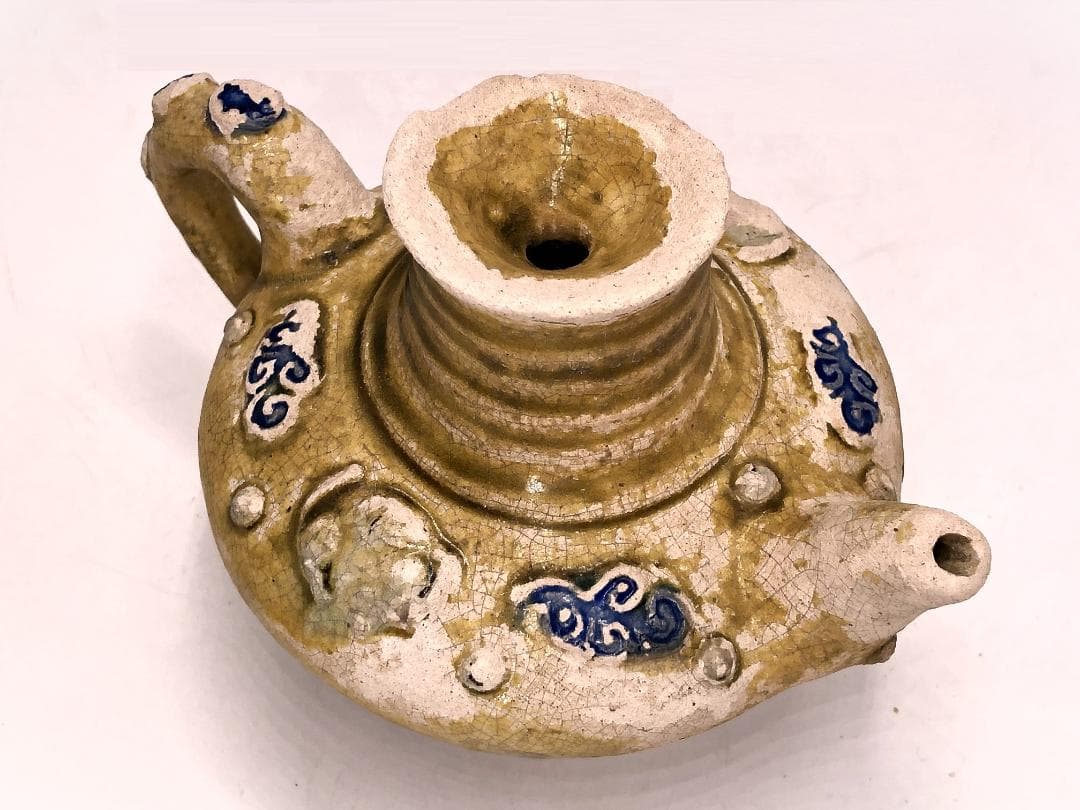 【 ペルシャ三彩ポット 】　パルメット文　９世紀　オリエント水注