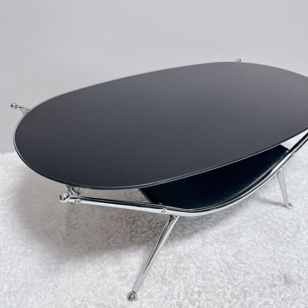 センター ガラステーブル 北欧レトロ ミッドセンチュリー アイアンフレーム