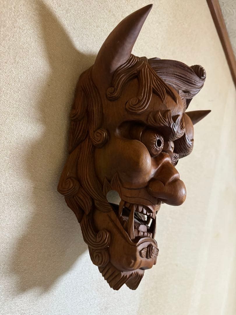 バ*ュ様 はんにゃ 般若 木製 面 彫刻 インテリア レトロ 工芸 魔除け 厄除