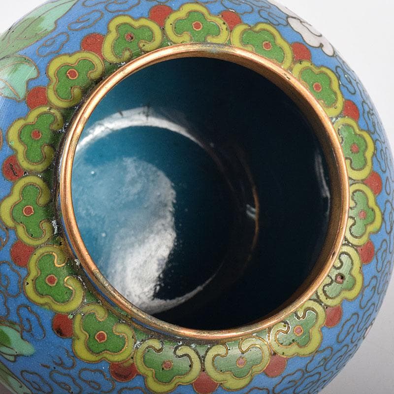 中国　古七宝琺瑯彩　花文　蓋爐　香炉　煎茶碗　3点まとめて　V　R8616