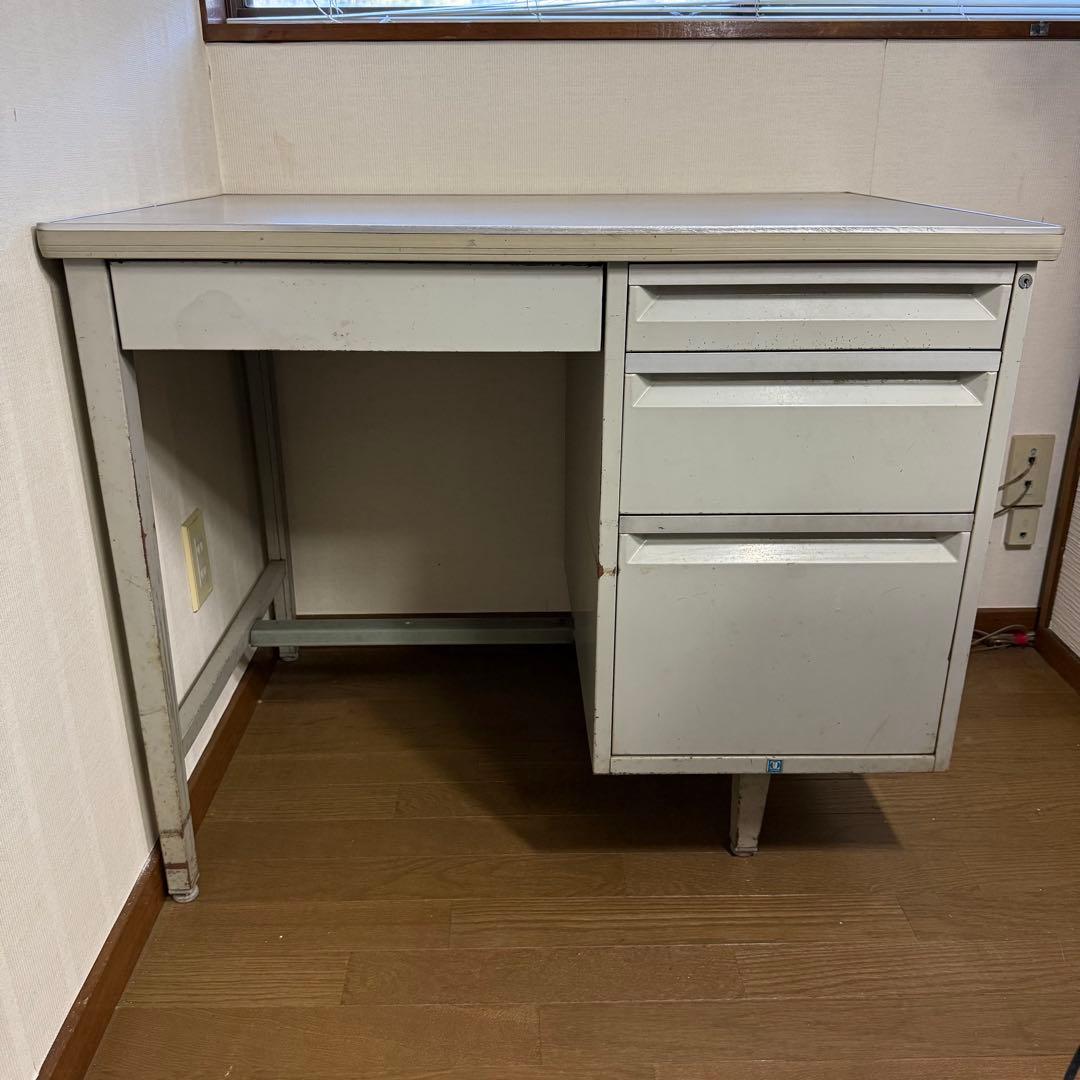 UCHIDA オフィスデスク 事務机 机 グレー レトロ 昭和レトロ