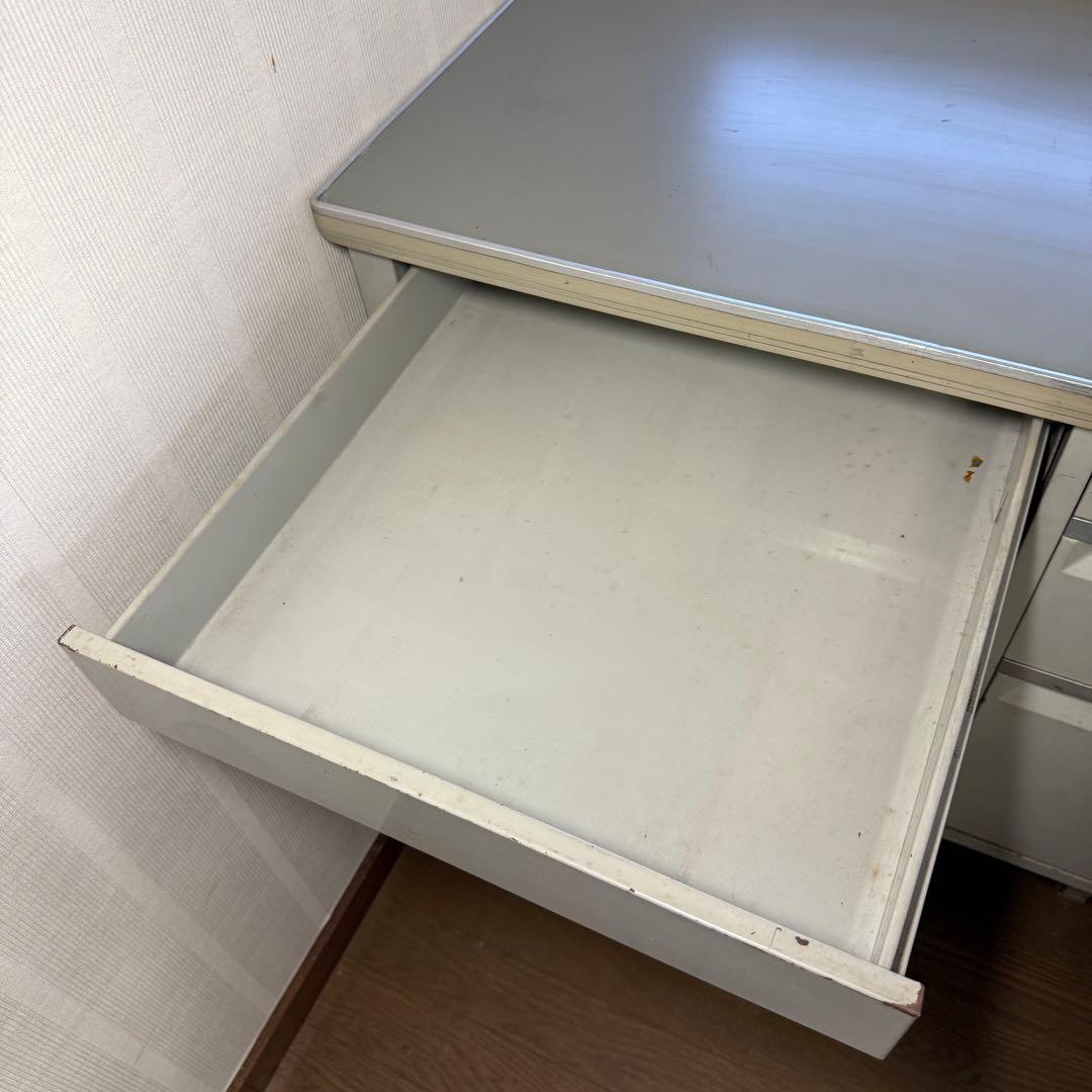 UCHIDA オフィスデスク 事務机 机 グレー レトロ 昭和レトロ