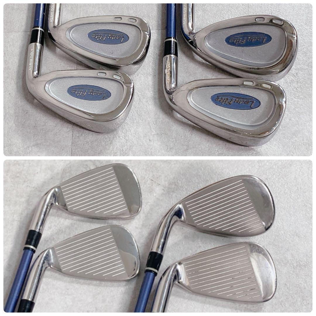 V832 朝日ゴルフ 他 ゴルフクラブ レディース セット 青 キャディバッグ