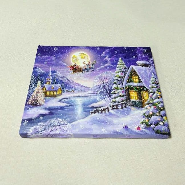 ぷ*あ様 【雪の降る夜】アクリル画 F3 風景画 絵画