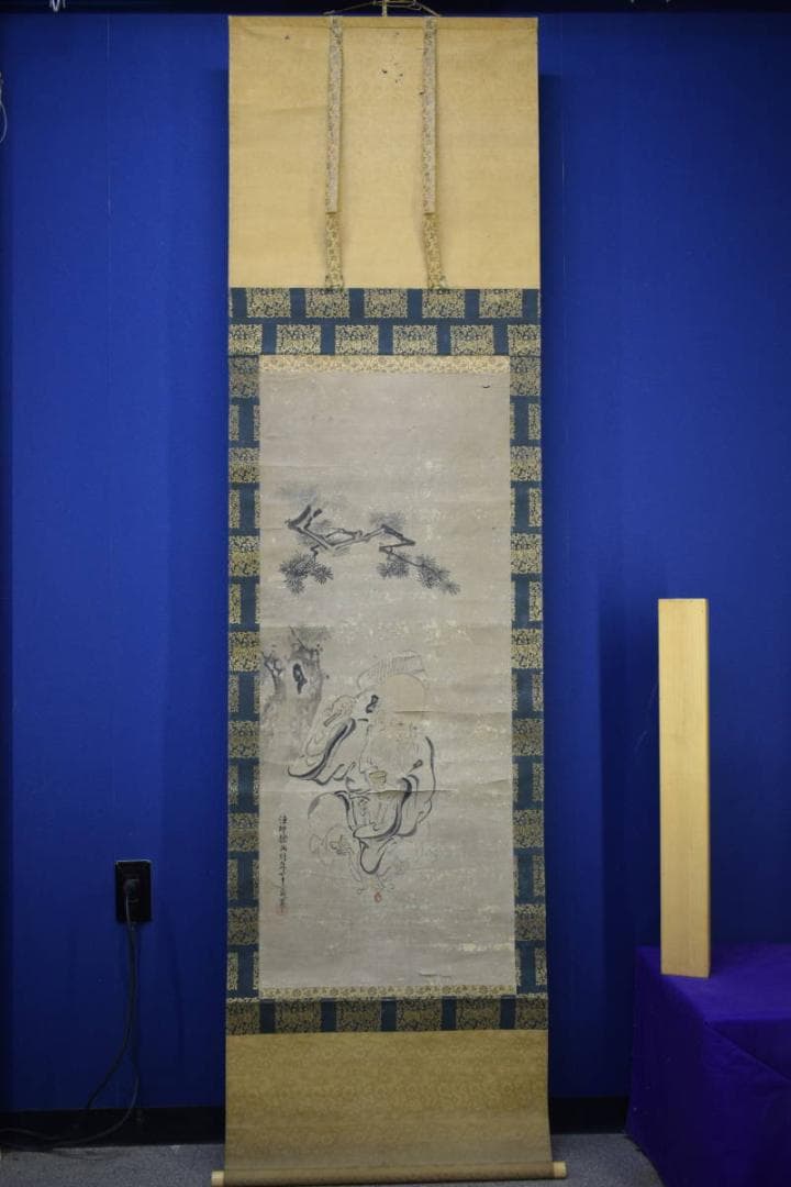 模写/狩野探幽/寿老人図/人物/江戸前期/布袋屋掛軸A-32