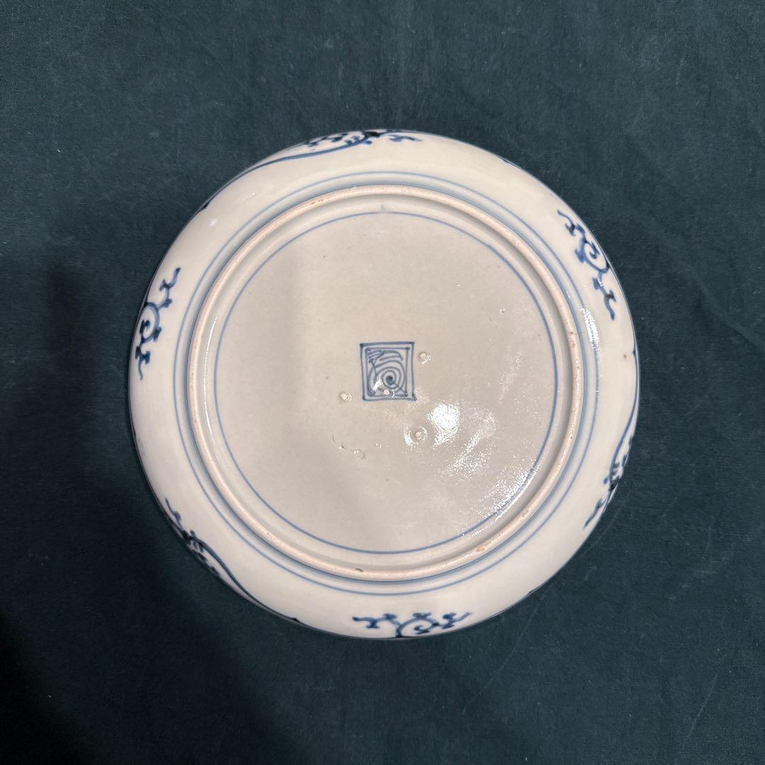 [ai]古伊万里　染付　花唐草　中皿　無傷完品　元禄期