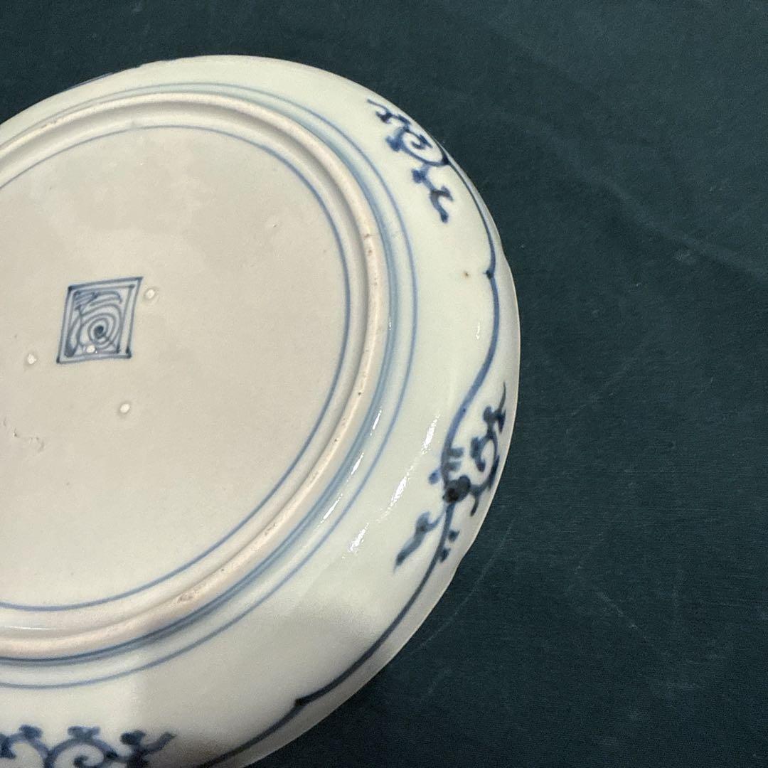 [ai]古伊万里　染付　花唐草　中皿　無傷完品　元禄期