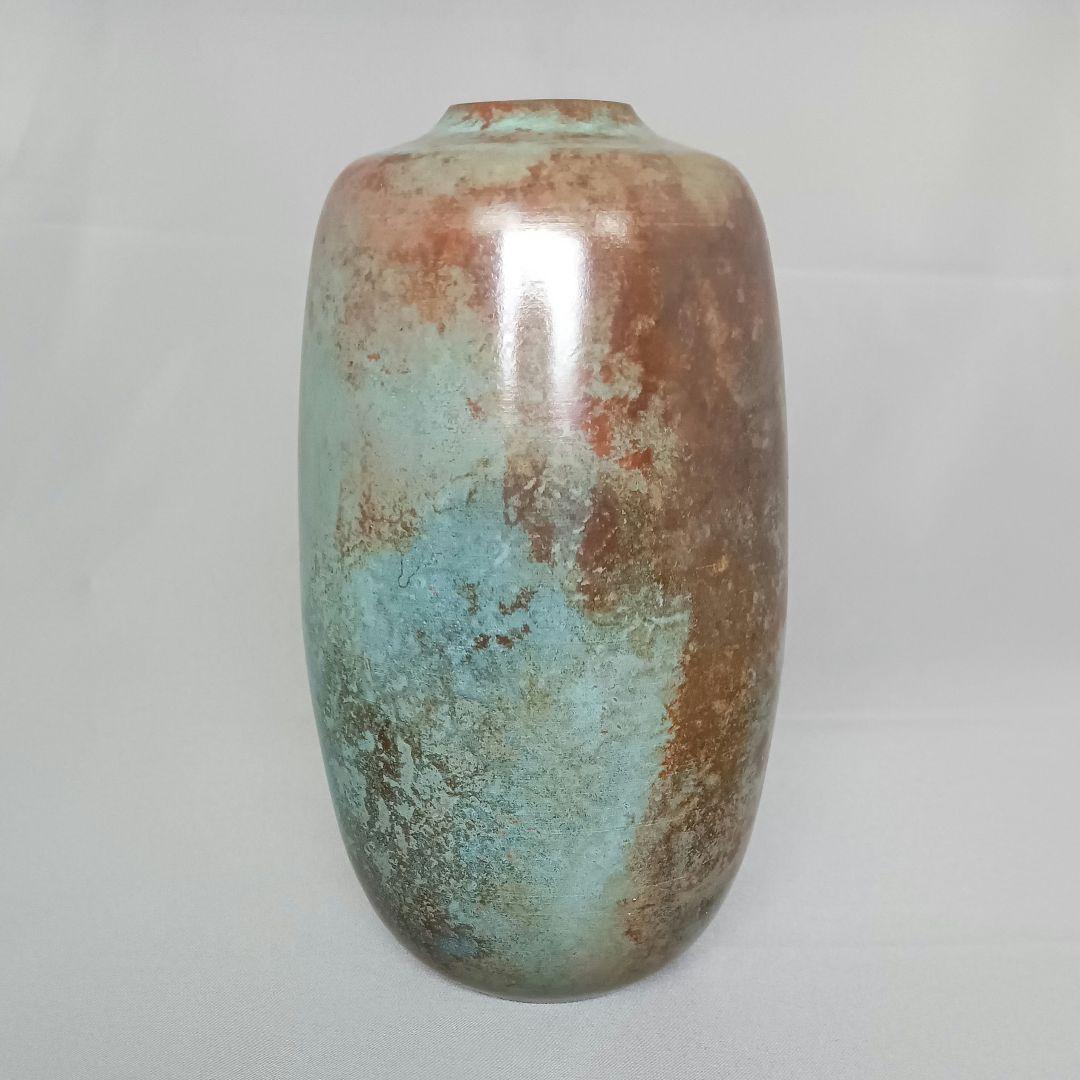 人間国宝 重要無形文化財 高橋敬典 青銅 斑紫銅 銅 花瓶