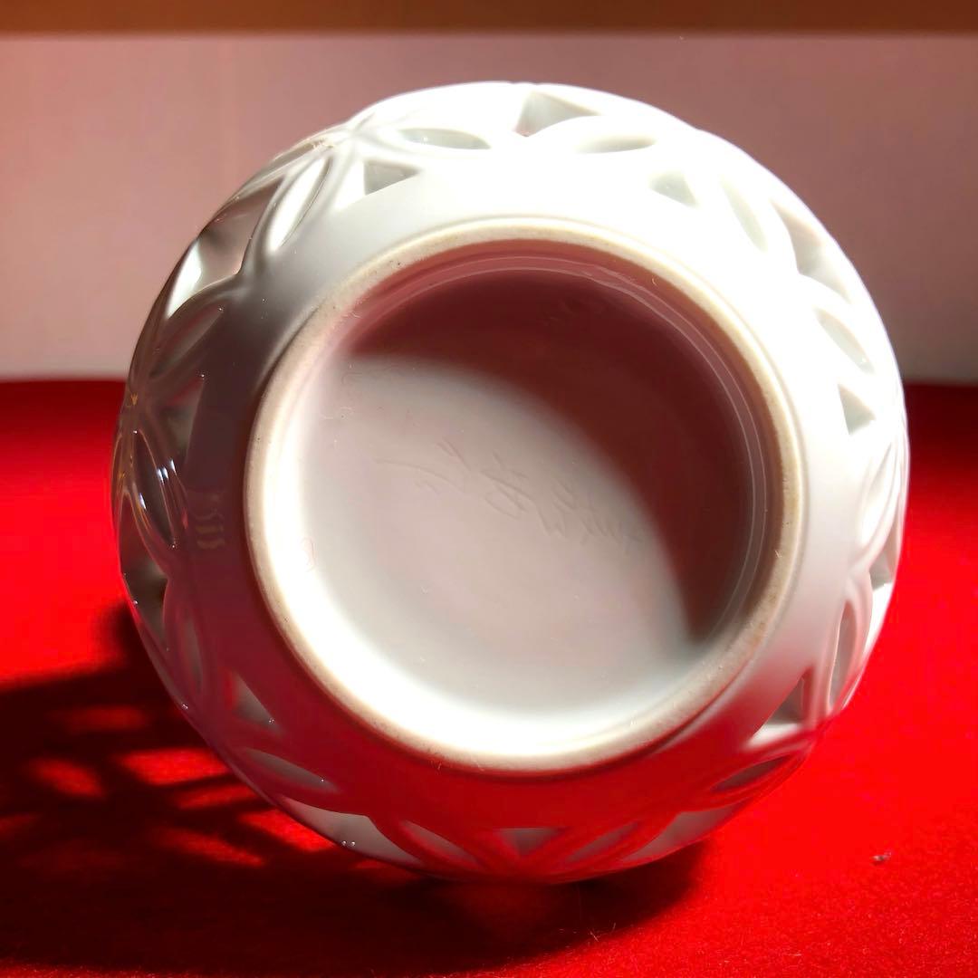 【茶道具】13代平石嘉助作　平戸白磁七宝透かし杓立