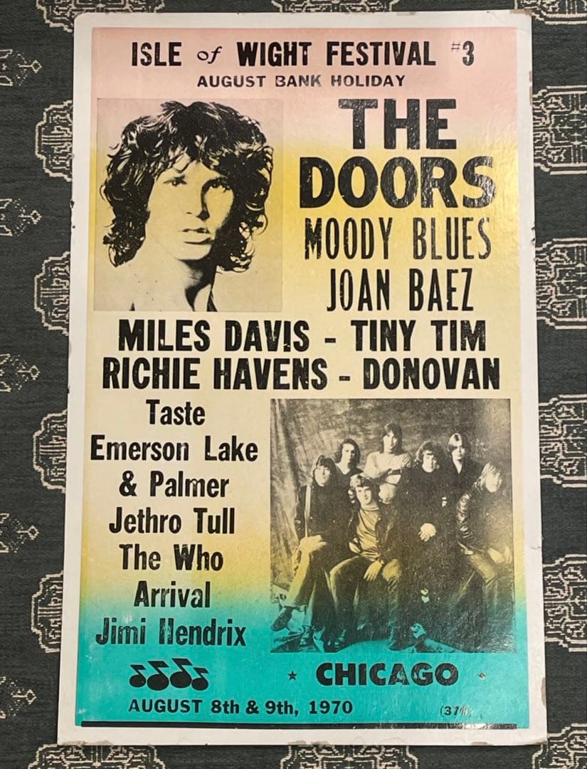 年代物フェスポスターTHEDOORSMILESDAVISJimiHendrix