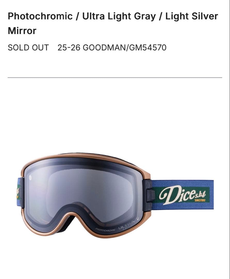 【今期モデル】DICE スノーボードゴーグル GOODMAN/GM54570