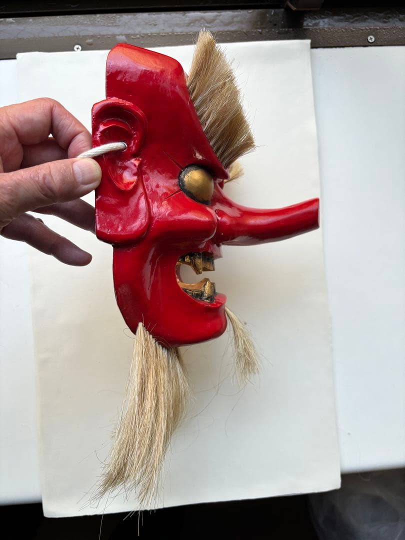 能面　神楽面　鬼　木彫り　作家物　民芸