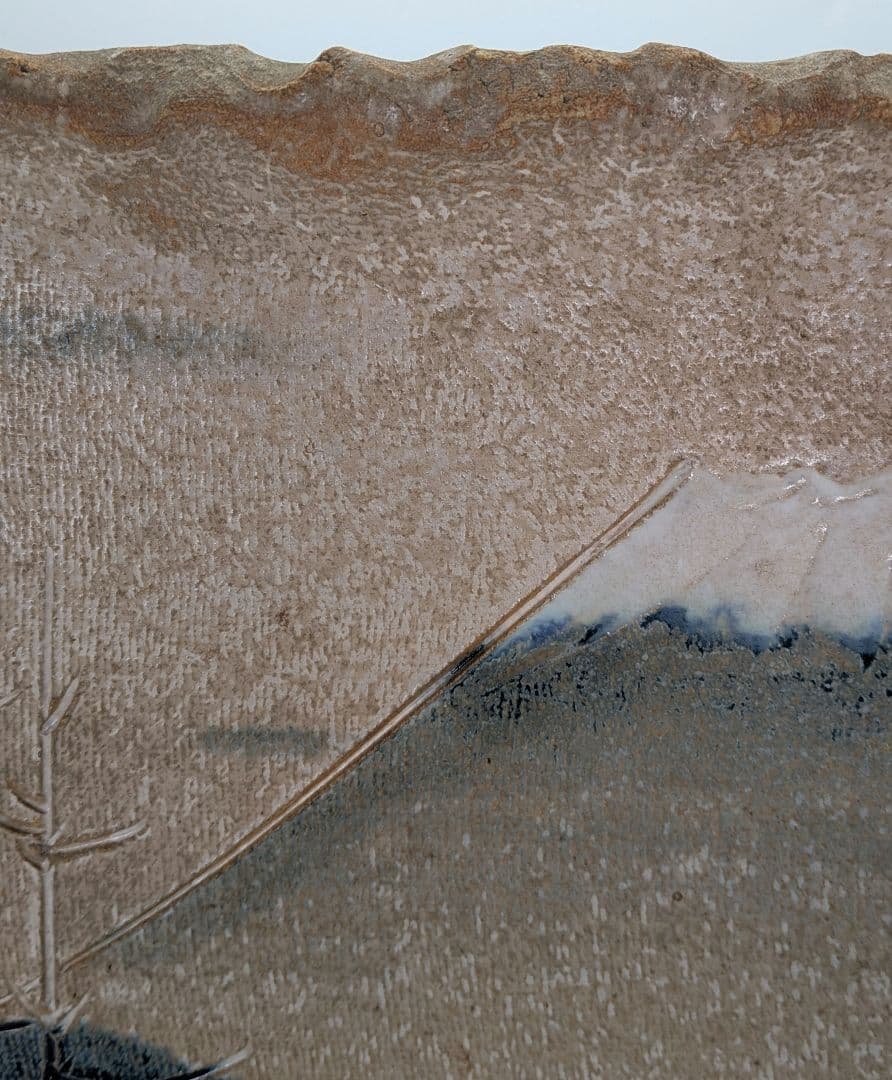 寺田みのる 瀬戸焼 陶額「富士山」 用心箱合布 飾り皿 大皿 角皿 インテリア