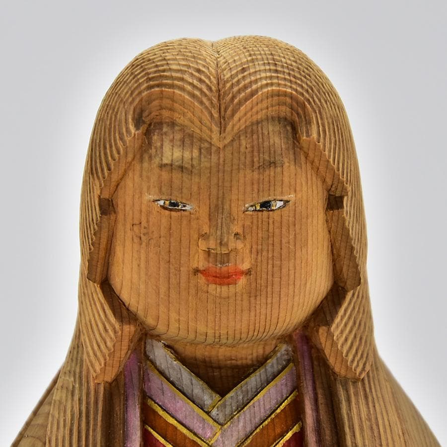 井波彫刻 仏師 砂田清定作 木彫 色絵彩色細密 竹取物語 高さ24cm かぐや姫
