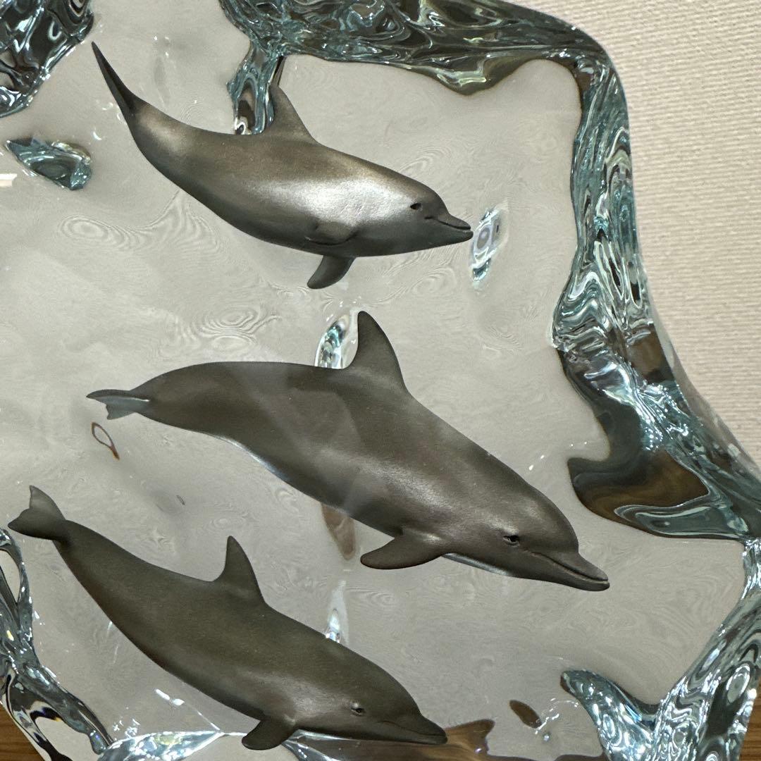 美品✨クリスチャン・リース・ラッセン　イルカアクリルオブジェ彫刻　トリオ