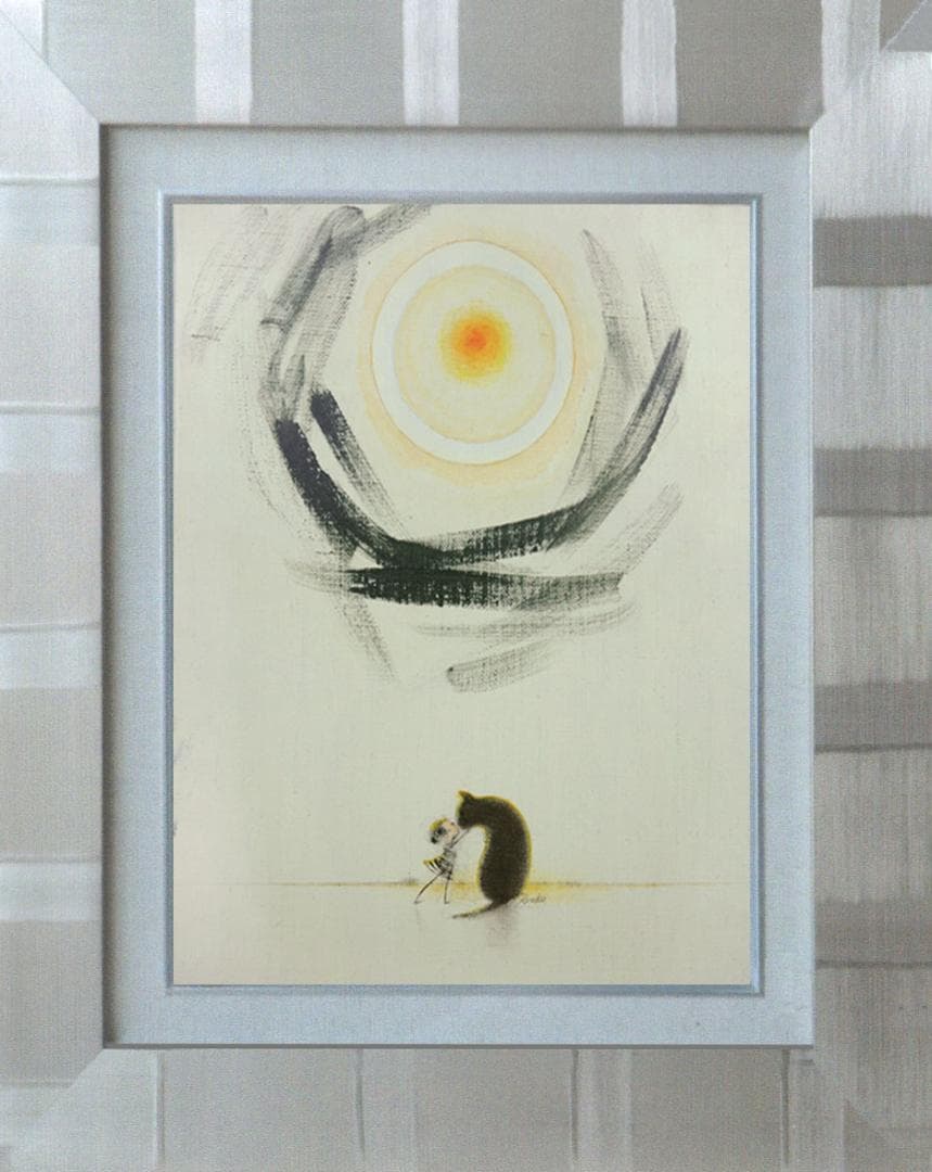 油絵 菅家令子 絵 絵画 インテリア F3-092018 可愛い子犬 猫と女の子