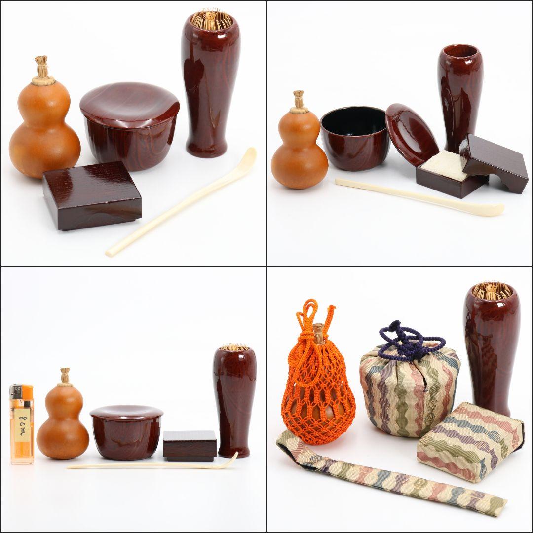 東竹園斎作 茶籠 網代編 野点 茶道具一式 共箱　DR613　R9y