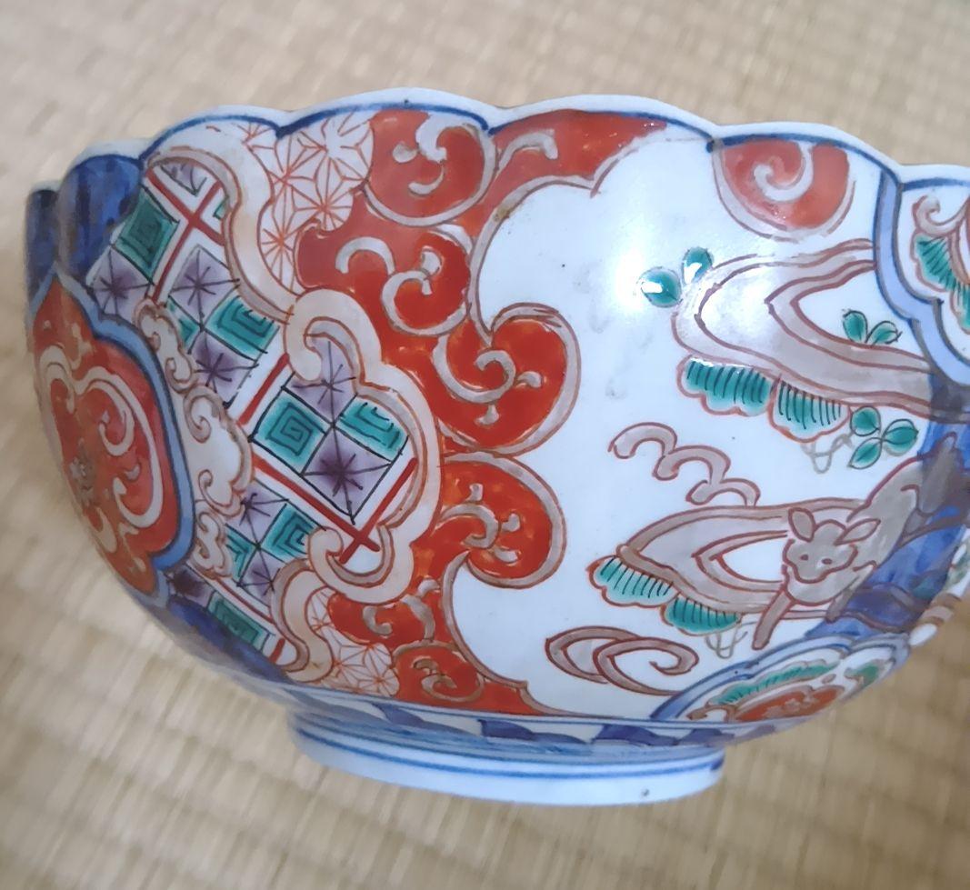 ①【古伊万里】骨董品 大皿 色絵 鉢 深鉢 伊万里 陶器 有田焼 希少 極美品
