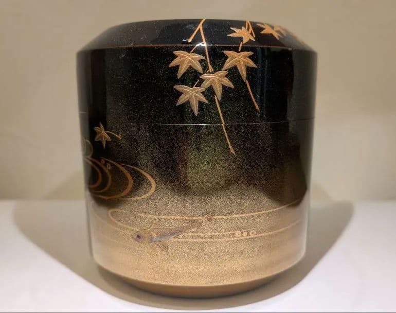 『川蝉蒔絵』吹雪『吉田華正』　輪島塗茶道具　カワセミ翡翠　棗　塗師　共箱共布