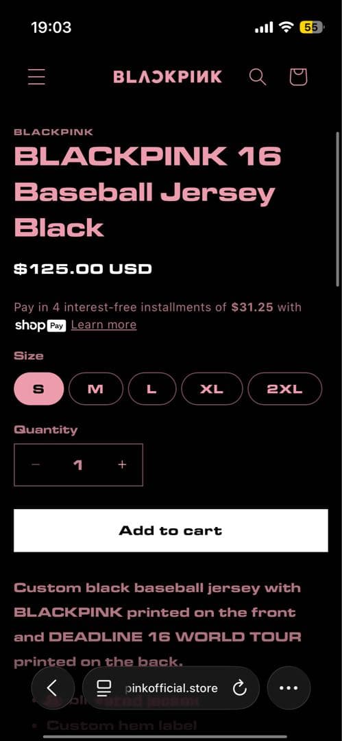 BLACKPINK ベースボールシャツ 16 WORLD TOUR 国内未発売