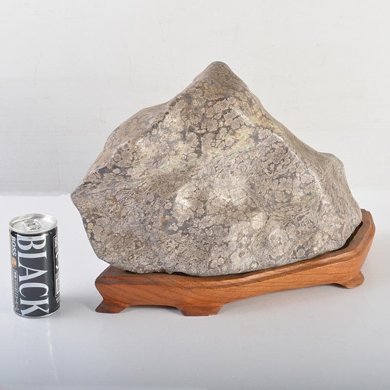 鑑賞石　天然石　梅花石　置物　重さ約10㎏　唐木台付　C 6361C