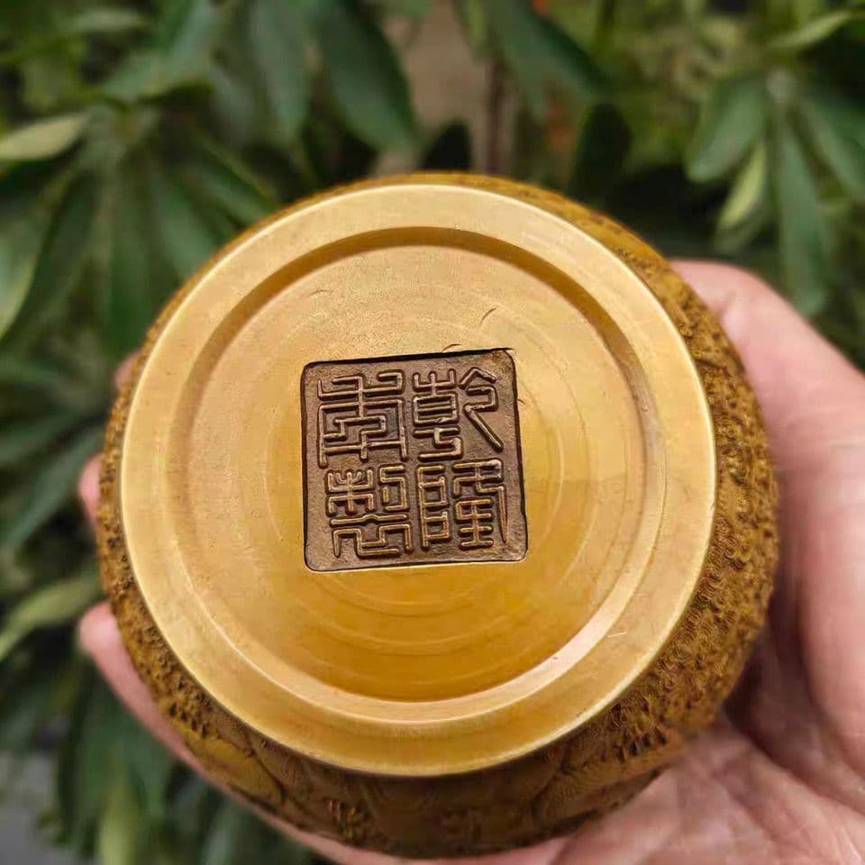 純銅双竜鉢灰皿 工芸品 美術品 置物