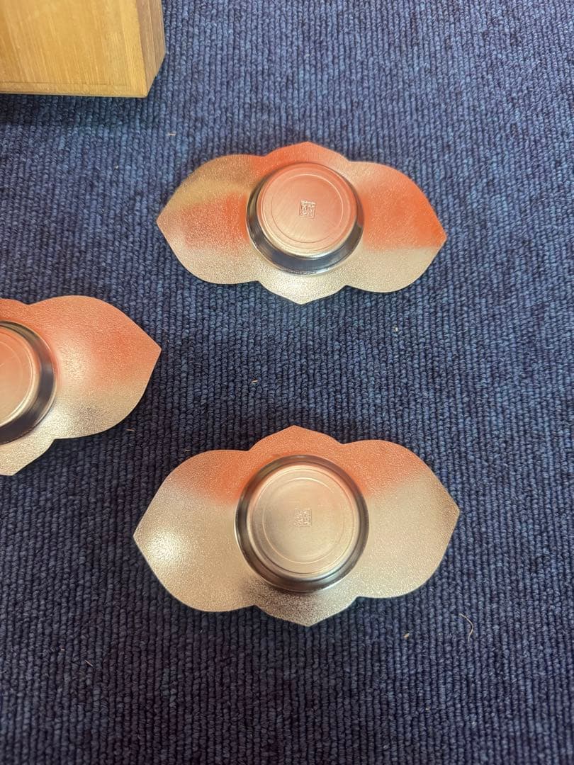 1588 煎茶道 秀夆堂 梨地 花形茶托5客セット　未使用