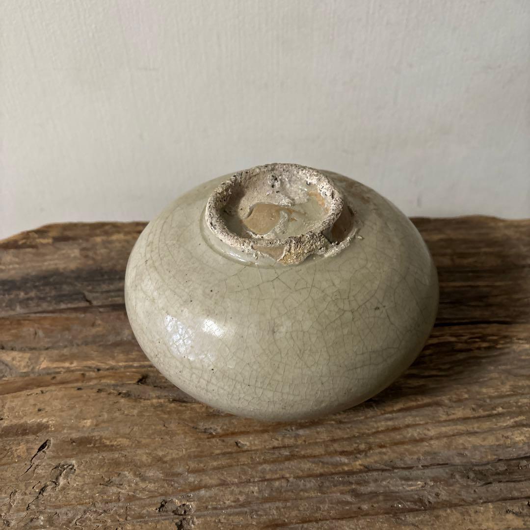 李朝壷　丸壷　白磁　塩笥壺　韓国骨董品.スッカラ.アンティーク.古民芸.立原正秋