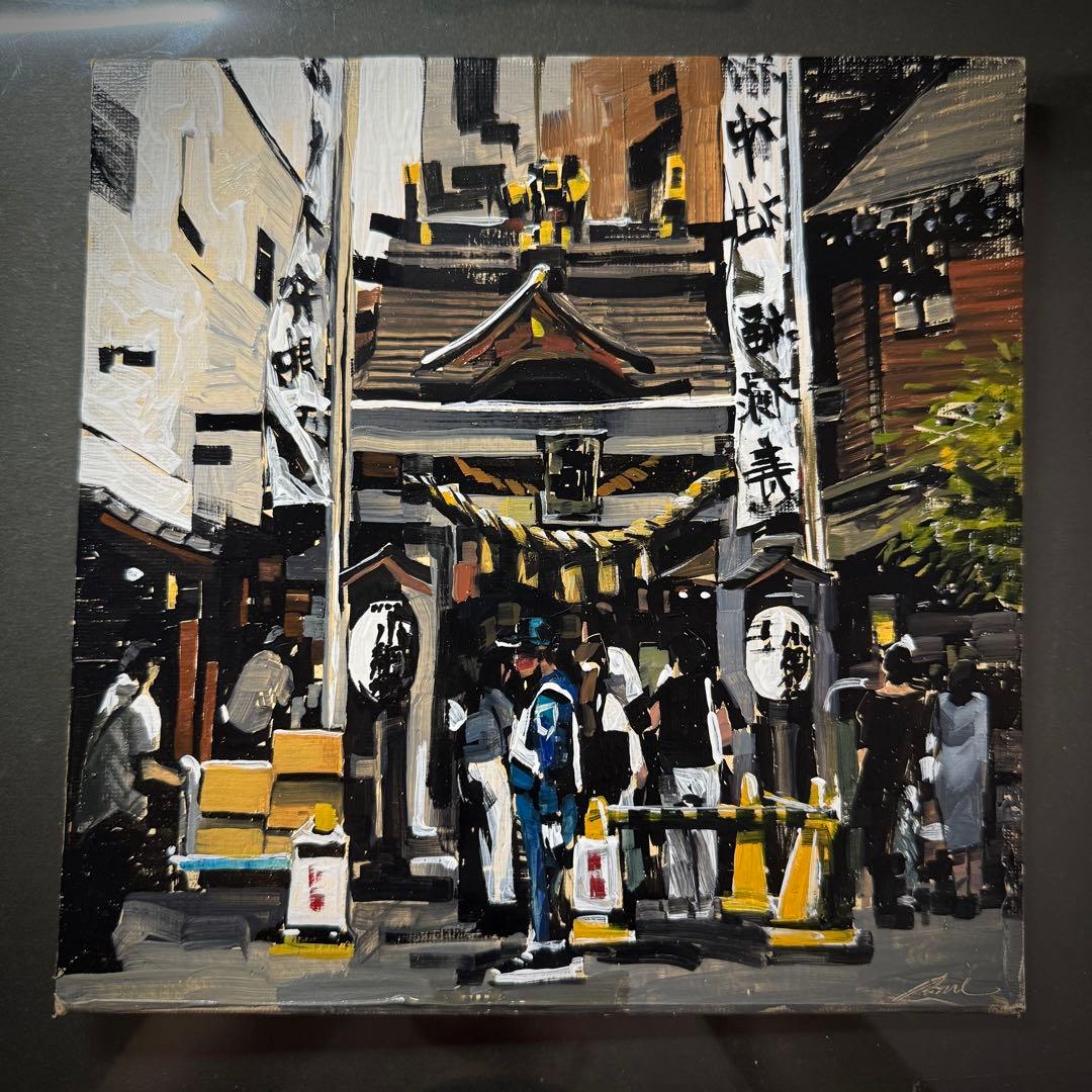 油彩スケッチ『小網神社』