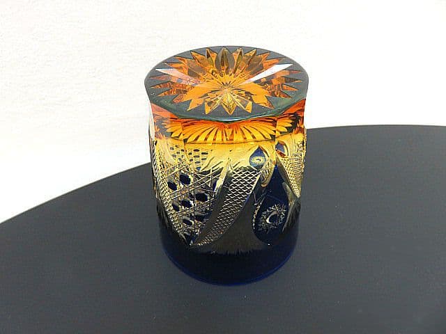 ぱ*だ様 未使用品　黒木国昭作　綾切子　オールドファッショングラス　共箱付き　現