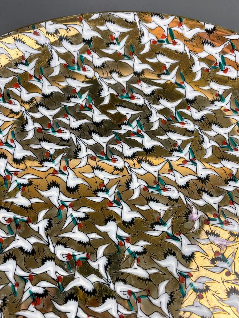 【大型・３１㎝】九谷焼 1000クレーン 鶴 サウザンクレーン 大皿 明治期