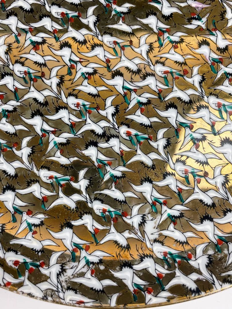 【大型・３１㎝】九谷焼 1000クレーン 鶴 サウザンクレーン 大皿 明治期