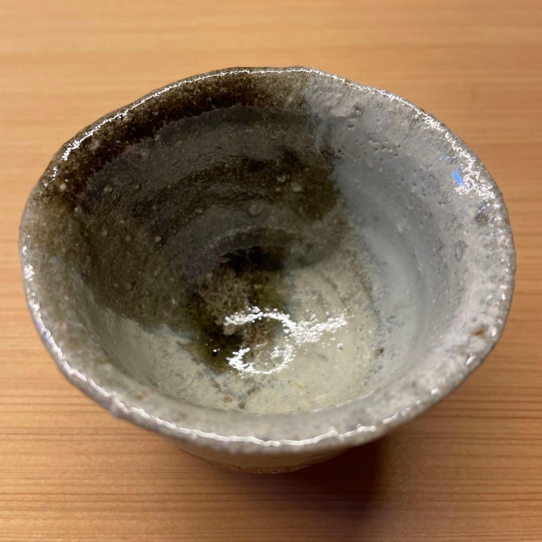 西岡良弘　唐津ぐい呑　５客 小次郎窯　父 西岡小十　共箱あり　朝鮮唐津　班唐津