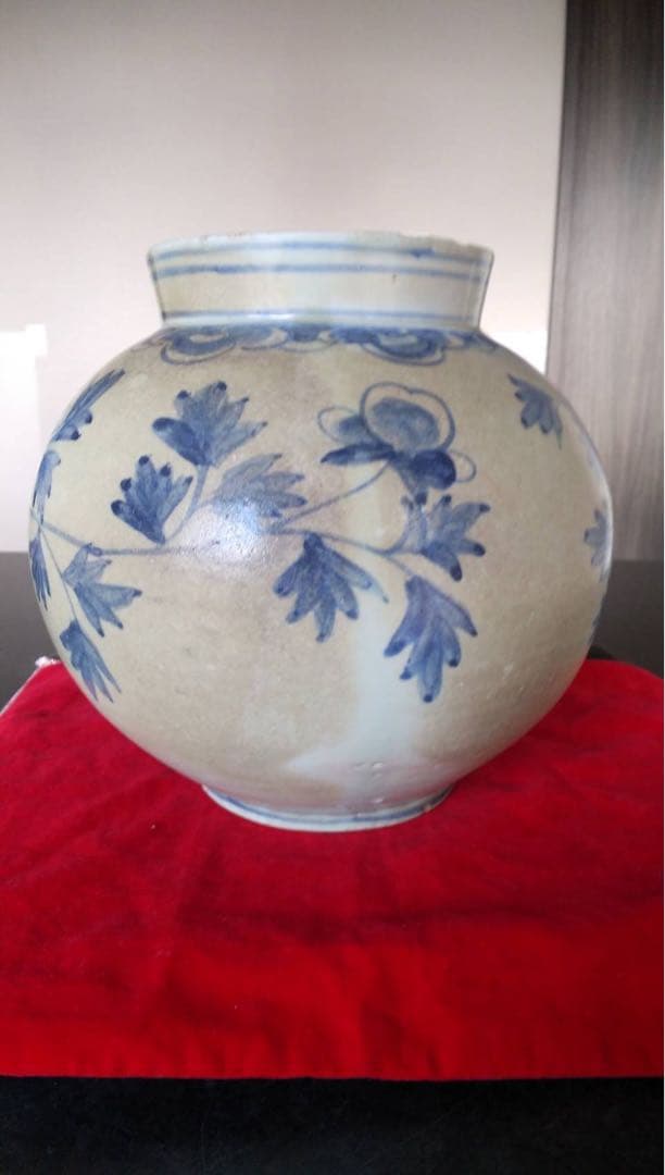 李朝　韓国美術　朝鮮美術　花器　中国古美術　染付　オブジェ