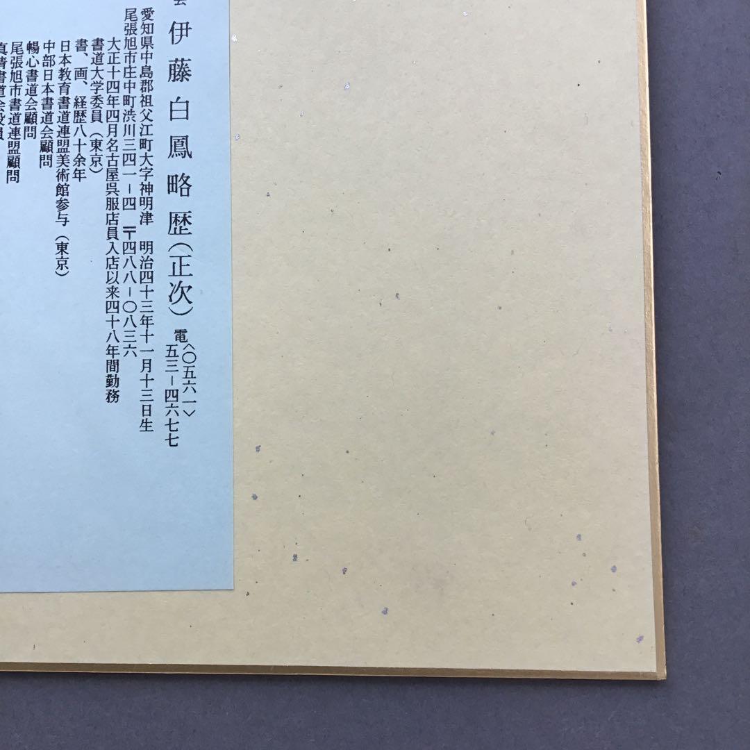 色紙　「獨坐大雄峯」伊藤白鳳作　写　栞　畳紙　配送用袋　S1028SS