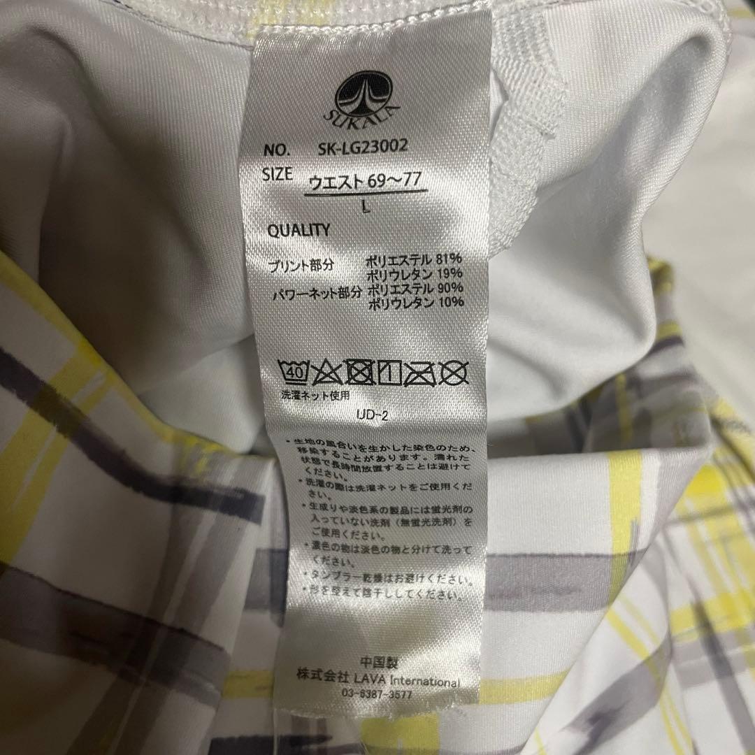 SUKALA チェックレギンス イエロー L 背面メッシュ LAVA