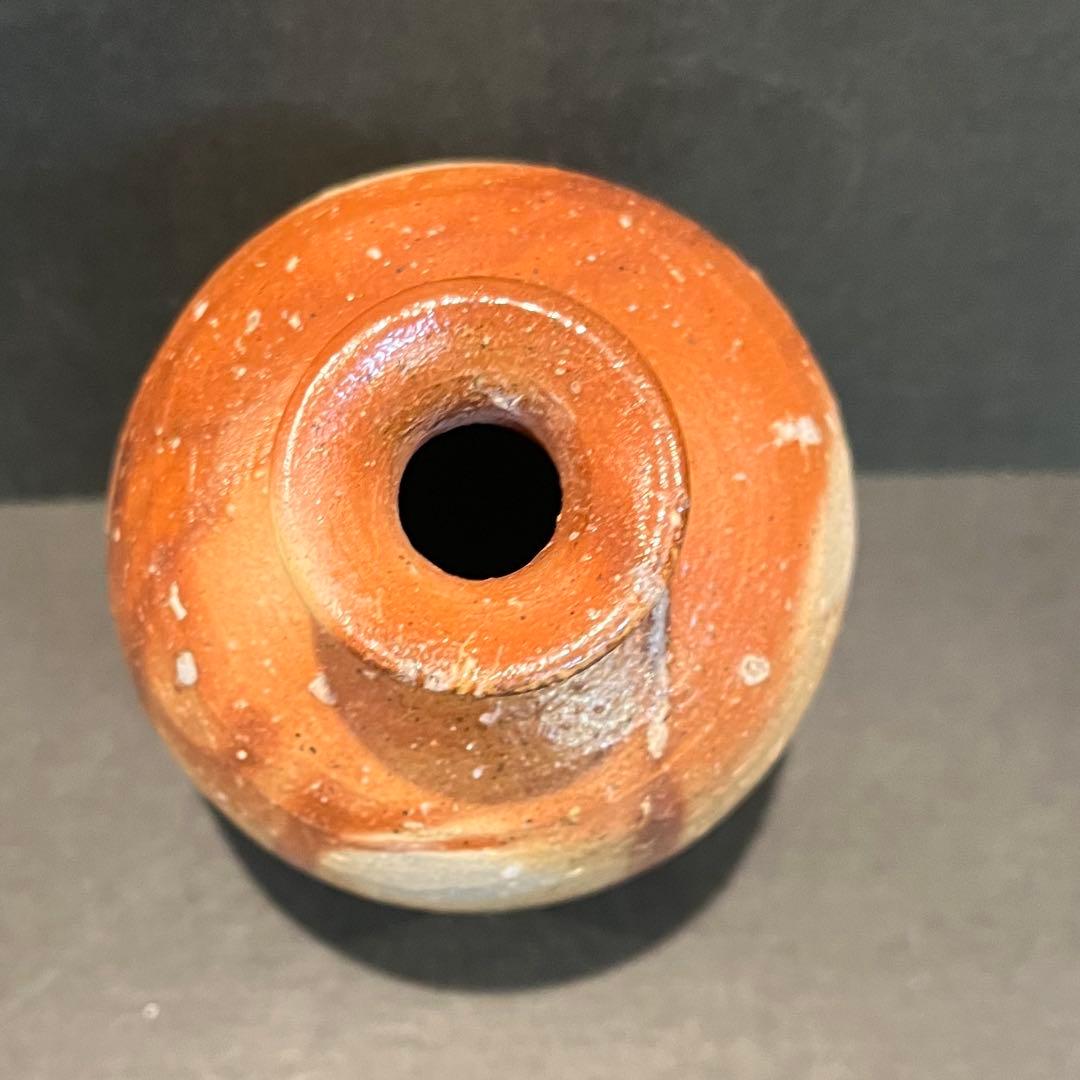 新品　人間国宝　伊勢崎淳　徳利／陶歴共布共箱あり　緋襷　個展購入品