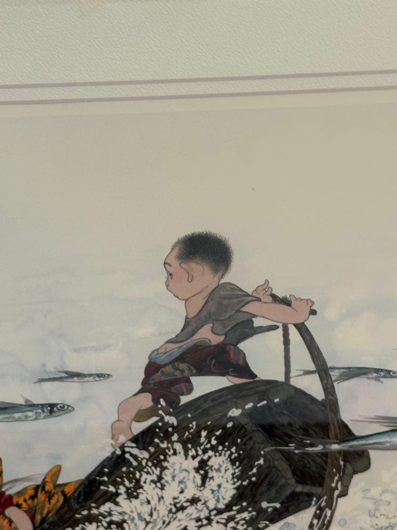 中島潔「トビウオ」レフグラフファイン版画 直筆サイン 管理A3731 証明シール