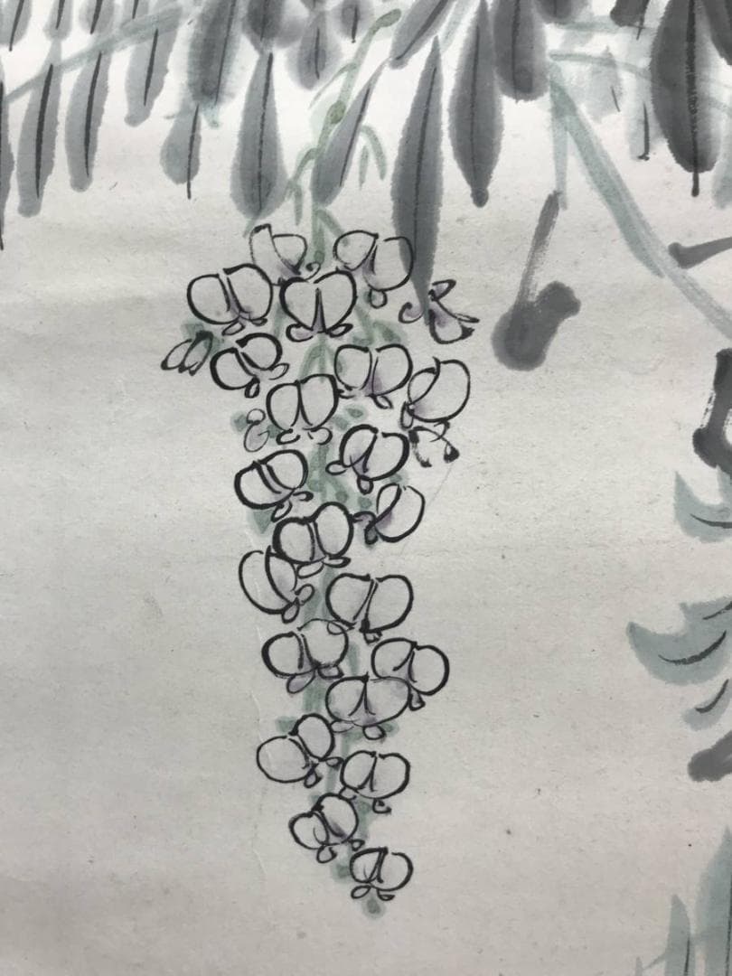 【真作】森寛斎/藤花図/藤図/掛軸/名家伝来/AC-761