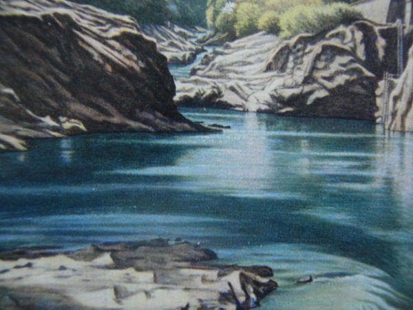 中根寛【春の長篠発電所】希少画集画、状態良好、新品高級額装付