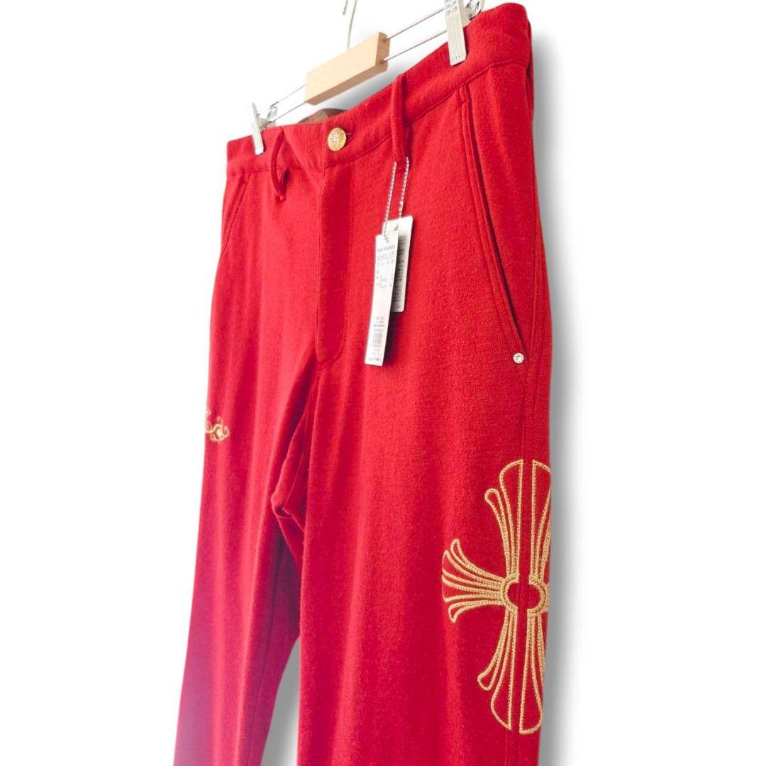 ​【定価3.4万】ダンスウィズドラゴン 豪華刺繍 ストレッチパンツ 4 XL 赤