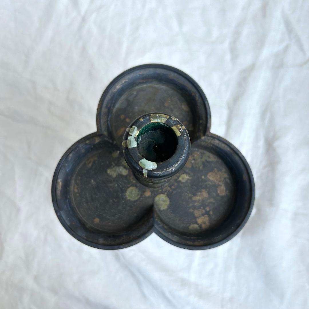 希少　フランスアンティーク 真鍮製 燭台 特大36cm 3つ葉　店舗什器　A